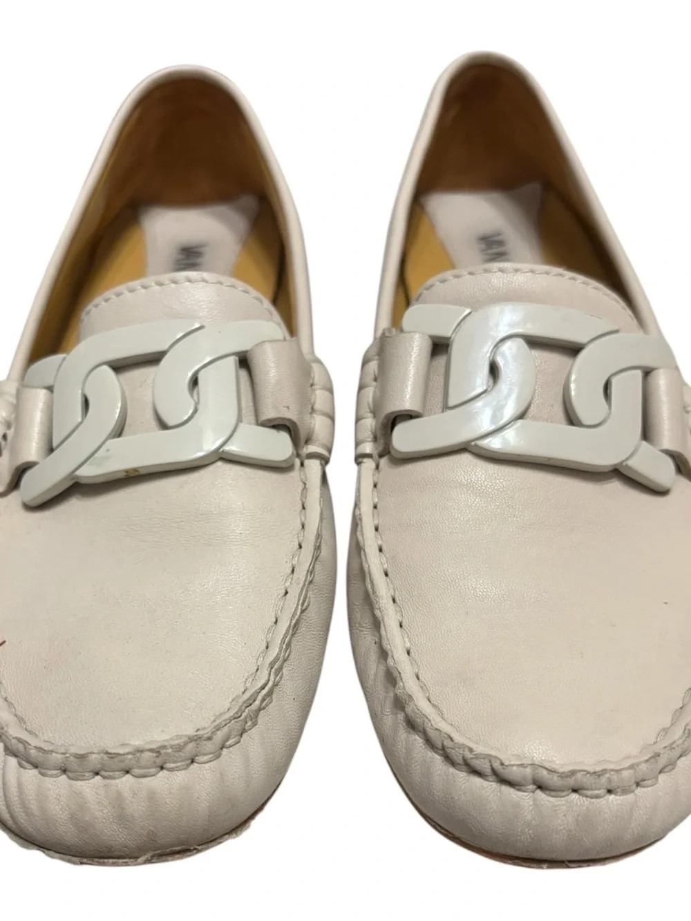 Vaneli Aiker Driving Loafers Off White Tan Women 7.5M Soft Glove Leather